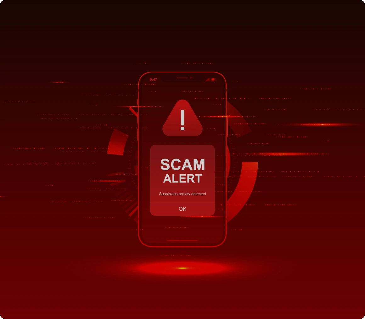 Scam alert notification on phone